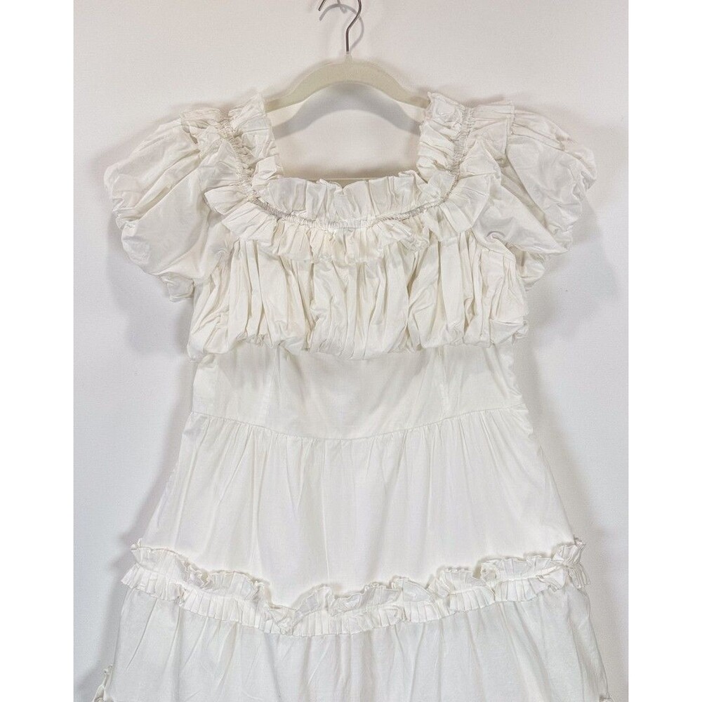 Love The Label Womens White Rosalie Mini Off The Shoulder Tiered Smocked Medium - Picture 9 of 12